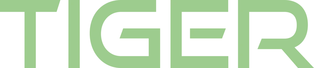TIGER lettering in green colour